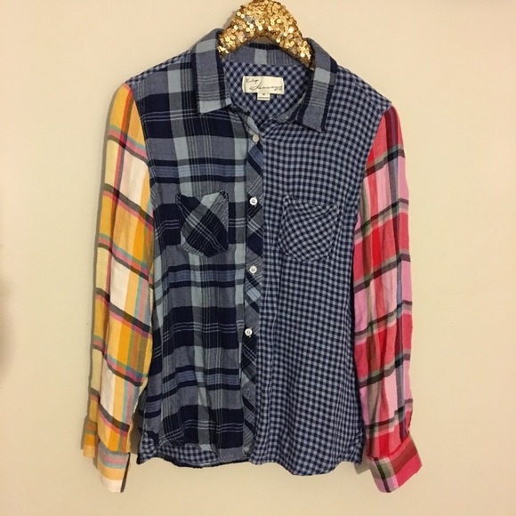 Vintage Havana Tops - Vintage Havana mixed plaid print flannel top M